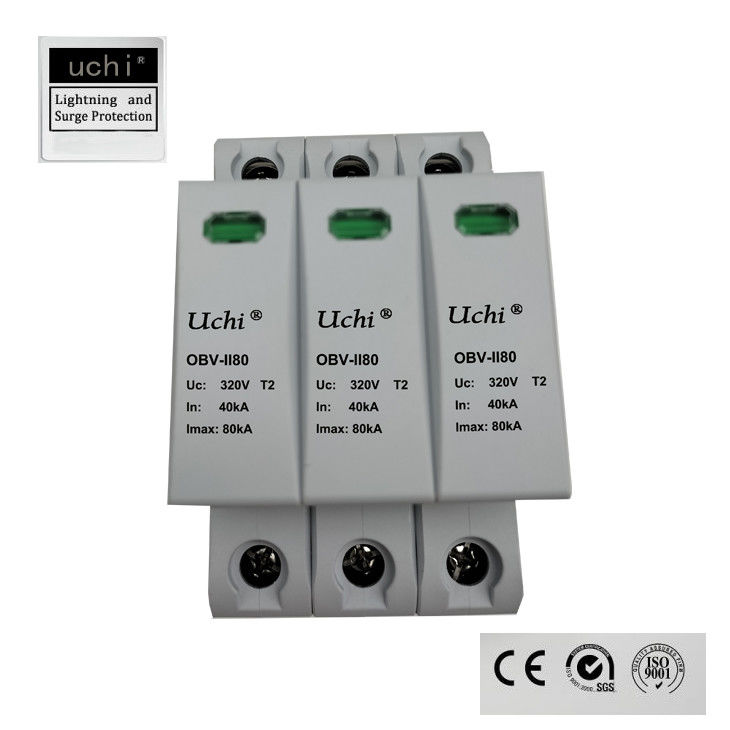 3 dispositivo de protección contra sobrecargas de poste 80kA SPD para el sistema eléctrico 275V