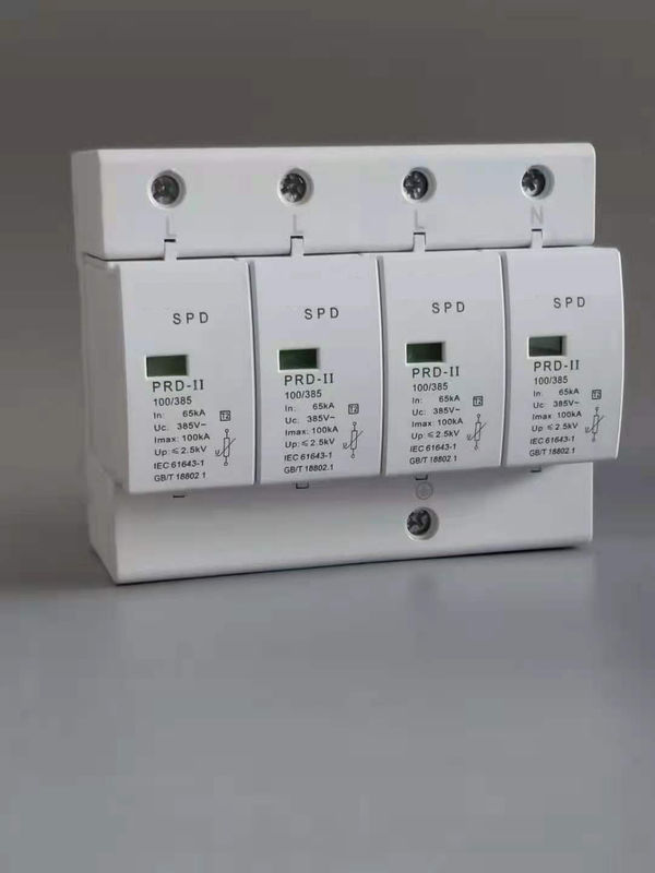 dispositivo de protección contra sobrecargas de 4P 385V 100KA SPD para el sistema eléctrico de tensión inferior